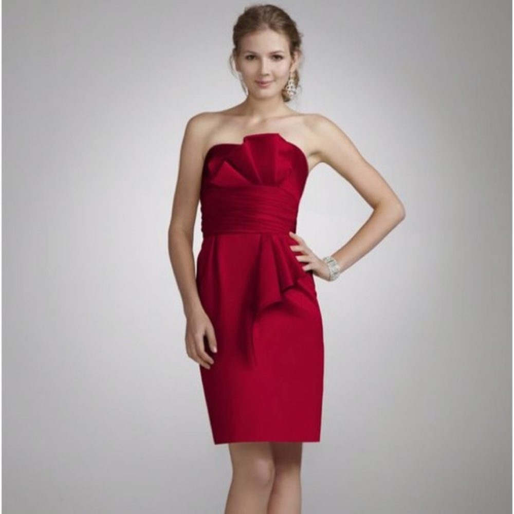 David's Bridal Satin Dress with Obi detail
